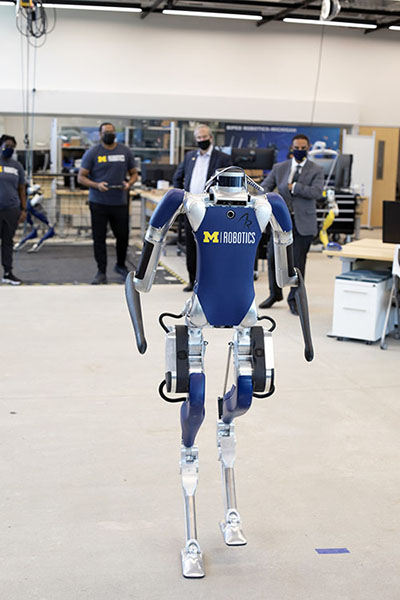 A Digit robot at The University of Michigan. Photo: Joseph Xu/Michigan Engineering.