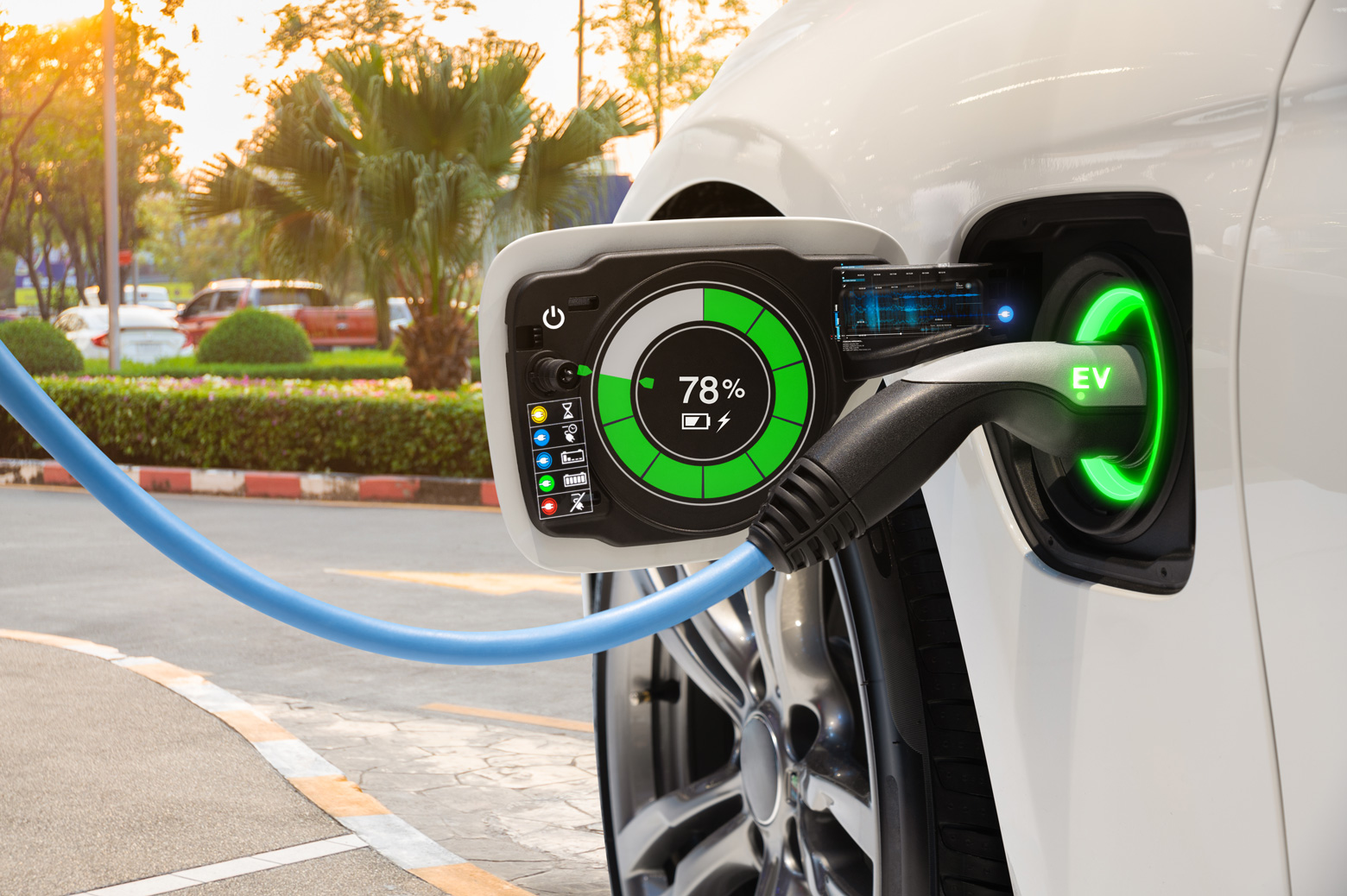 An electric car being charged. Photo: Adobe