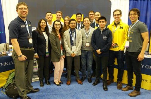 Recruiting at SHPE national conference in fall 2018.  SHPE undergrads and graduate students with faculty and staff from different engineering departments